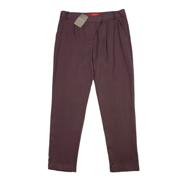 Anthropologie Cartonnier Tencel Pant 4 Purple Pleated Front Straight Leg Fall - Picture 1 of 12